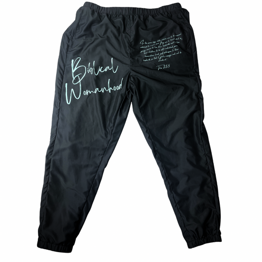 Biblical Womanhood 2.0 Black and Mint Track Pants