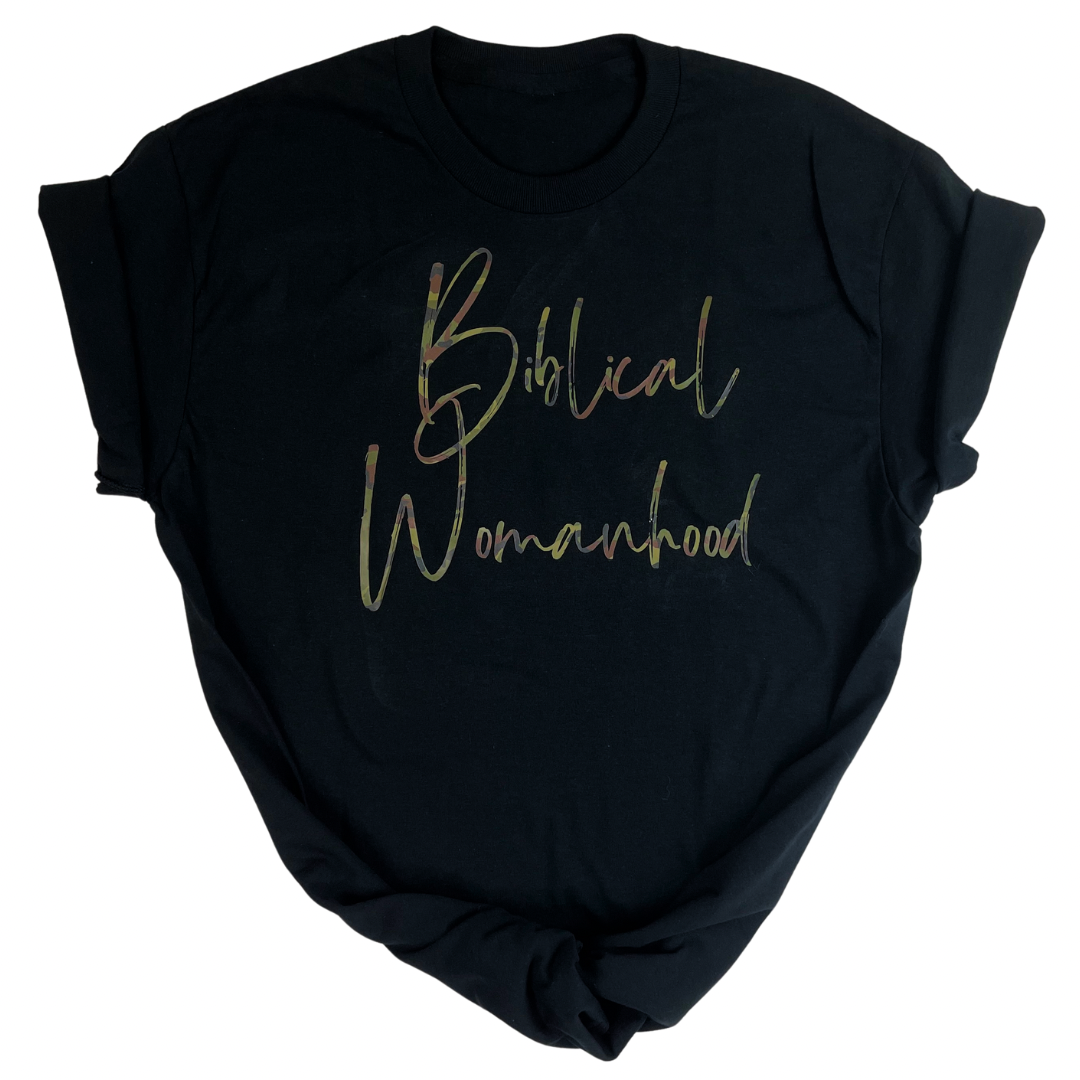 Biblical Womanhood 2.0 Camouflage (Black) T-Shirt