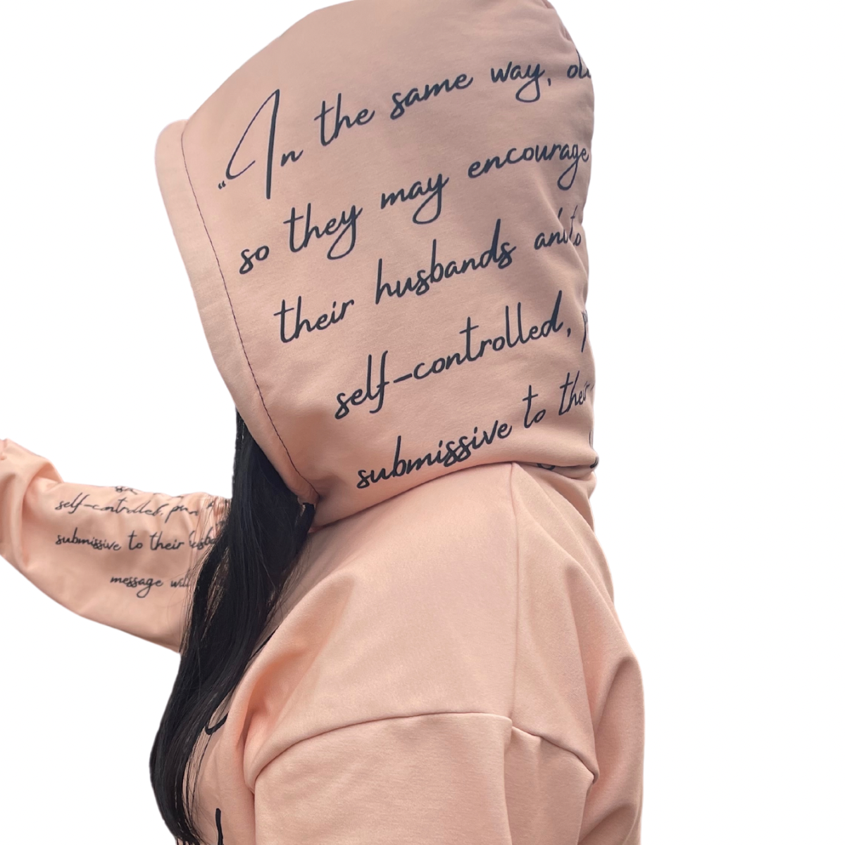 Biblical Womanhood 2.0 Peach and Black Hoodie