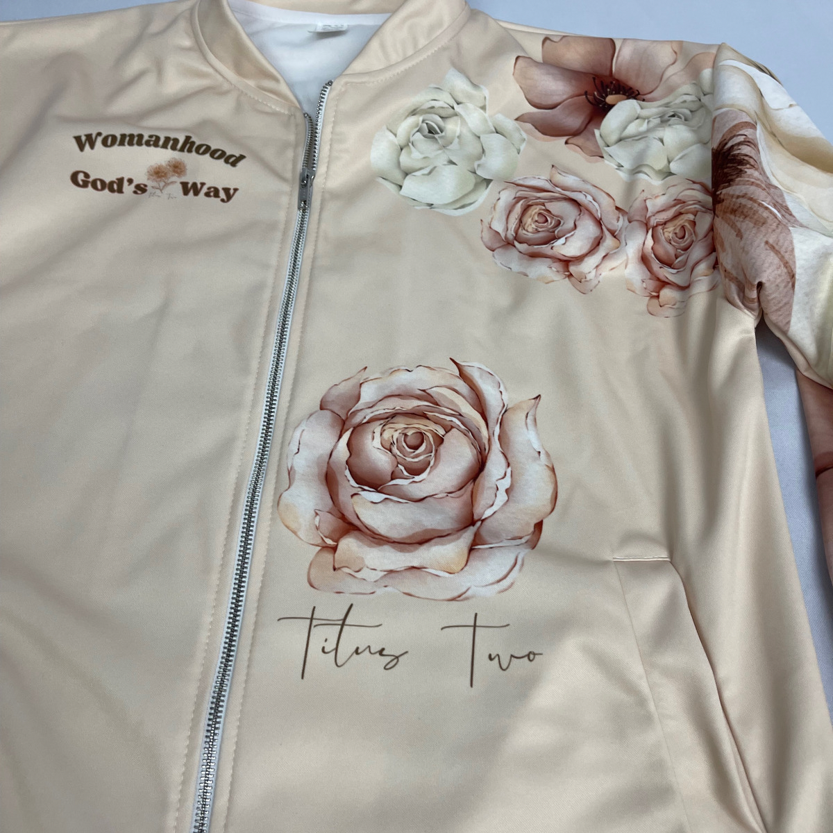 Womanhood God’s Way Floral Jacket Tan