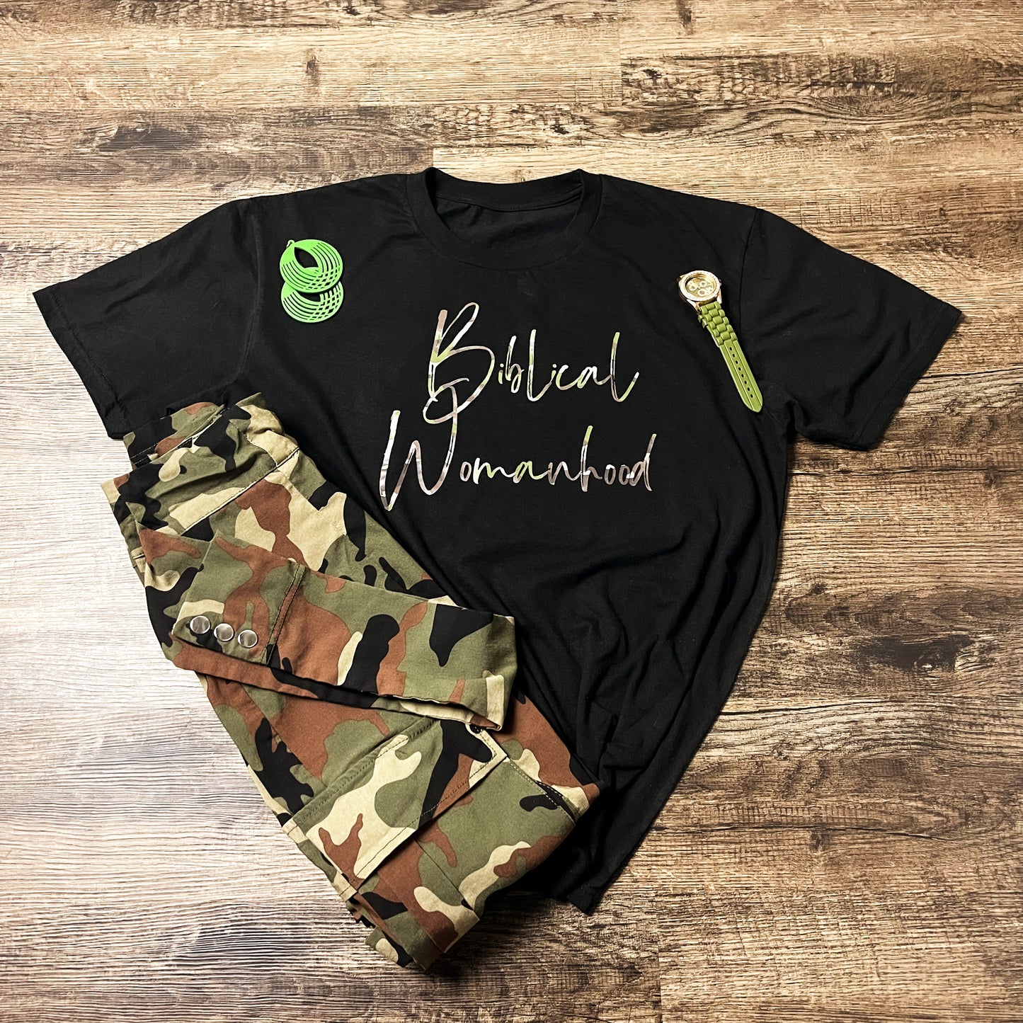 Biblical Womanhood 2.0 Camouflage (Black) T-Shirt