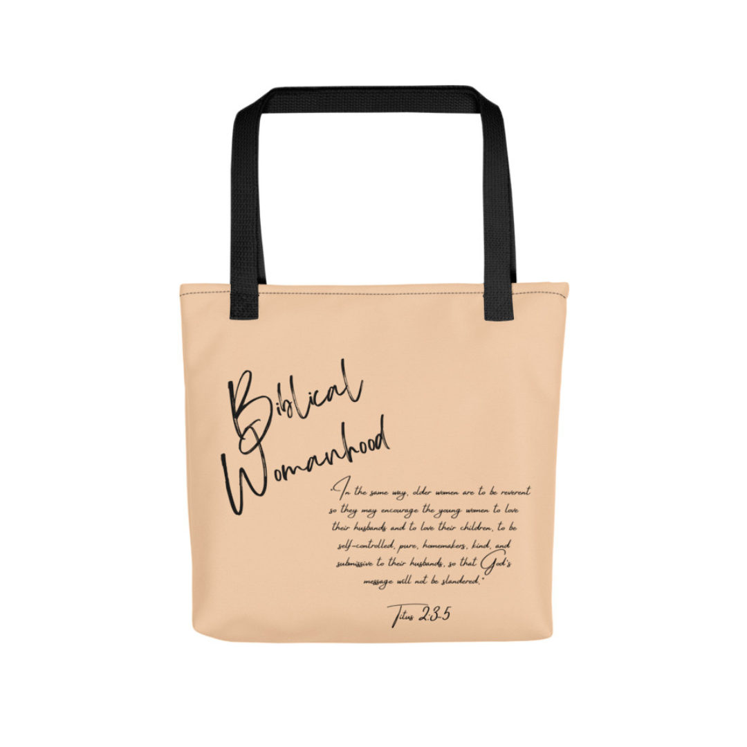 Biblical Womanhood 2.0 Peach and Black Tote