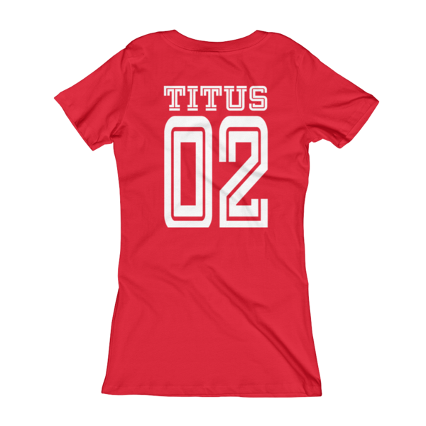 Biblical Womanhood V-Neck Red and White
