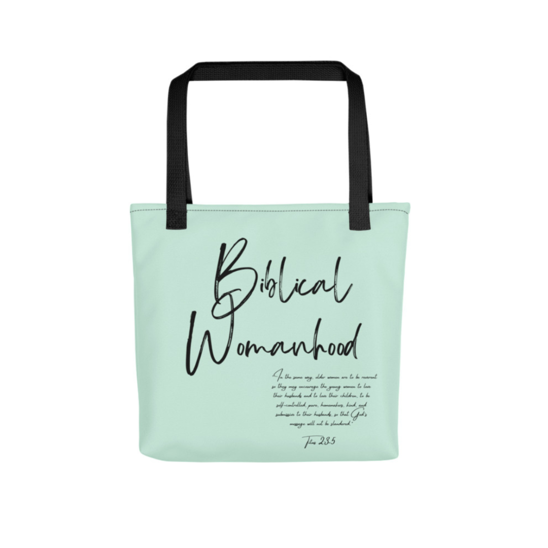 Biblical Womanhood 2.0 Mint and Black Tote
