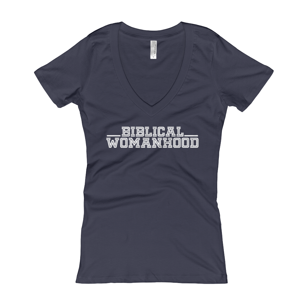 Biblical womanhood T-shirt V-Neck Navy Blue