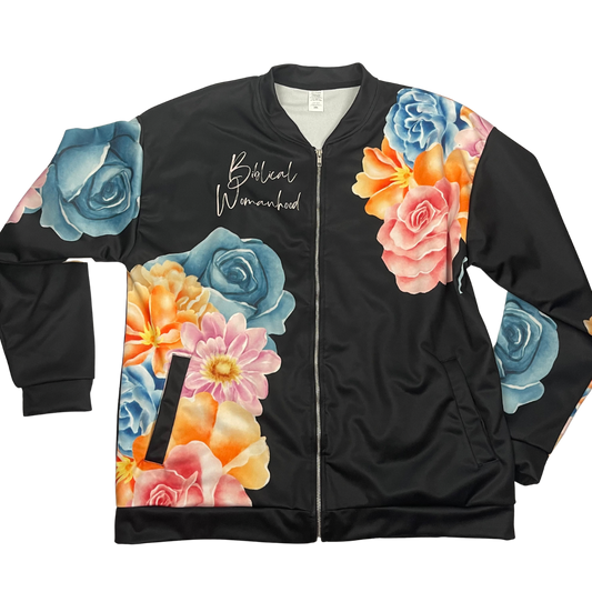 Black Hand Sewn Floral Jacket