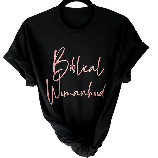 Biblical Womanhood T-Shirt-Black and Light Pink