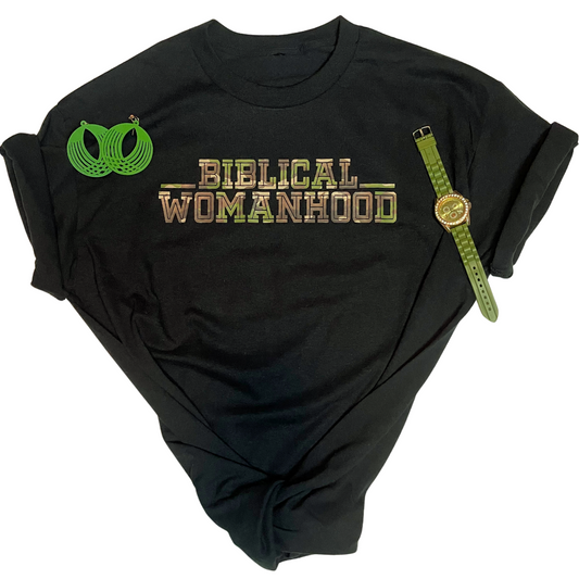 Biblical Womanhood 1.0 Camouflage (Black) T-Shirt