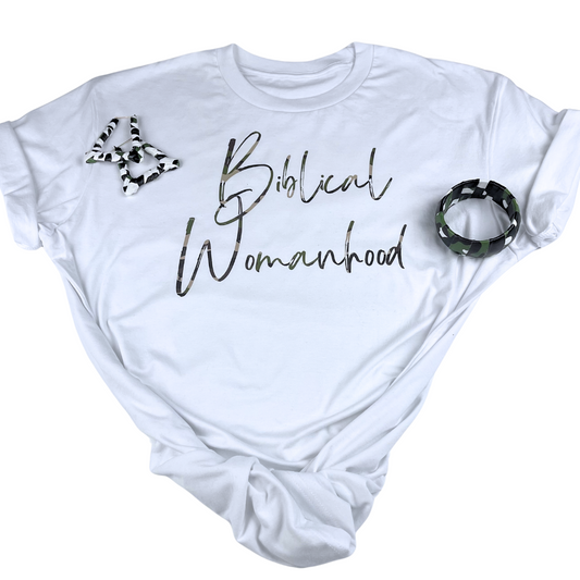 Biblical Womanhood 2.0 Camouflage (White) T-Shirt