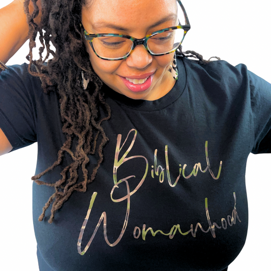 Biblical Womanhood 2.0 Camouflage (Black) T-Shirt
