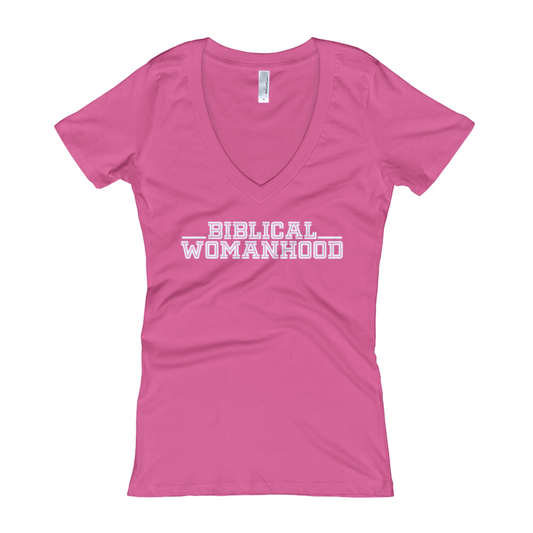 Biblical Womanhood V-Neck Pink Pink and White