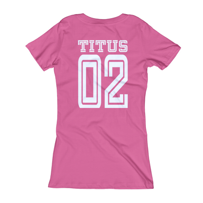 Biblical Womanhood V-Neck Pink Pink and White