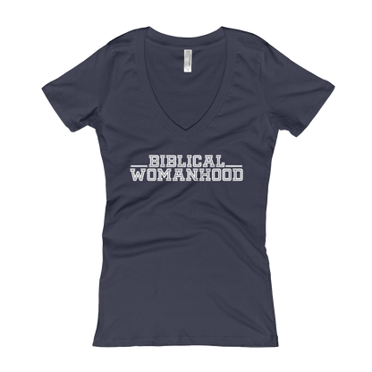 Biblical womanhood T-shirt V-Neck Navy Blue